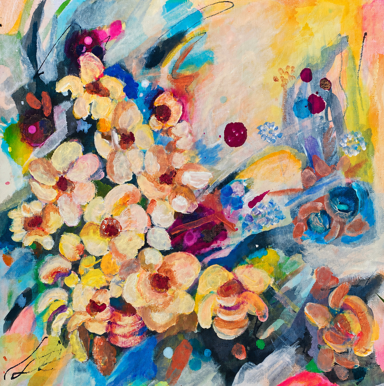 Abstract Creamy Florals