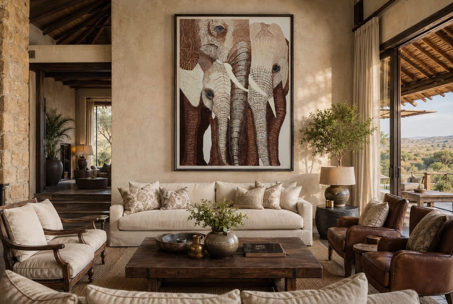 Elephants at an African Lodge